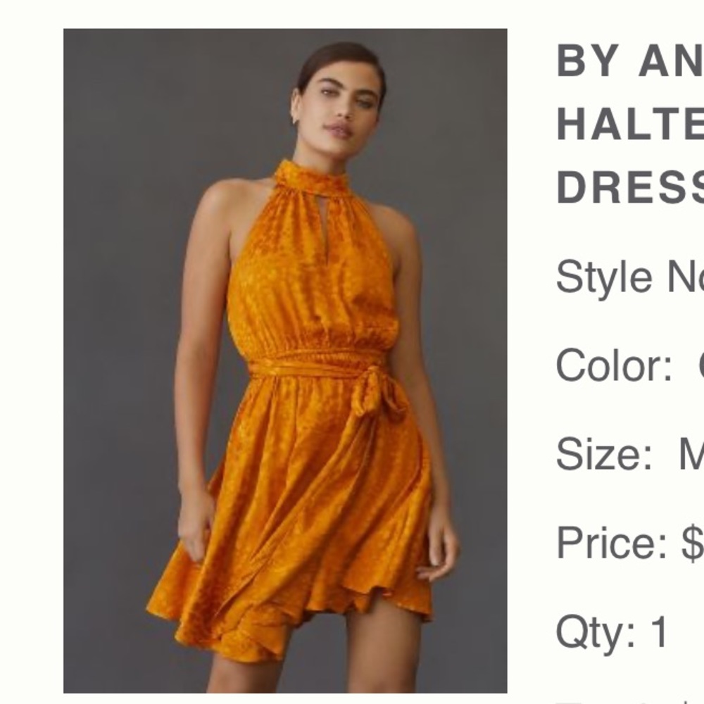 BY ANTHROPOLOGIE HALTER NECK MINI DRESS - M